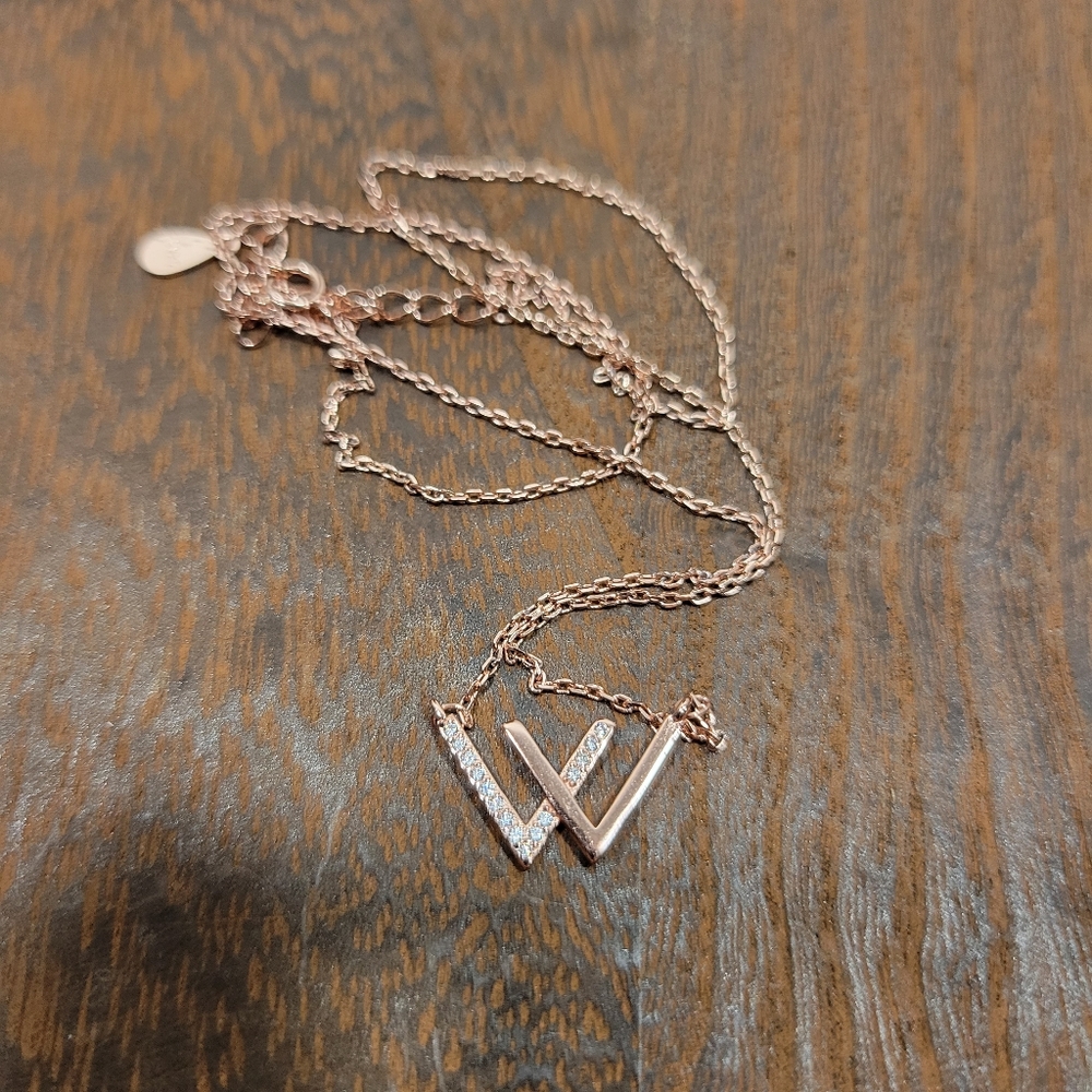 Gold Colored Silver "W" Letter Necklace